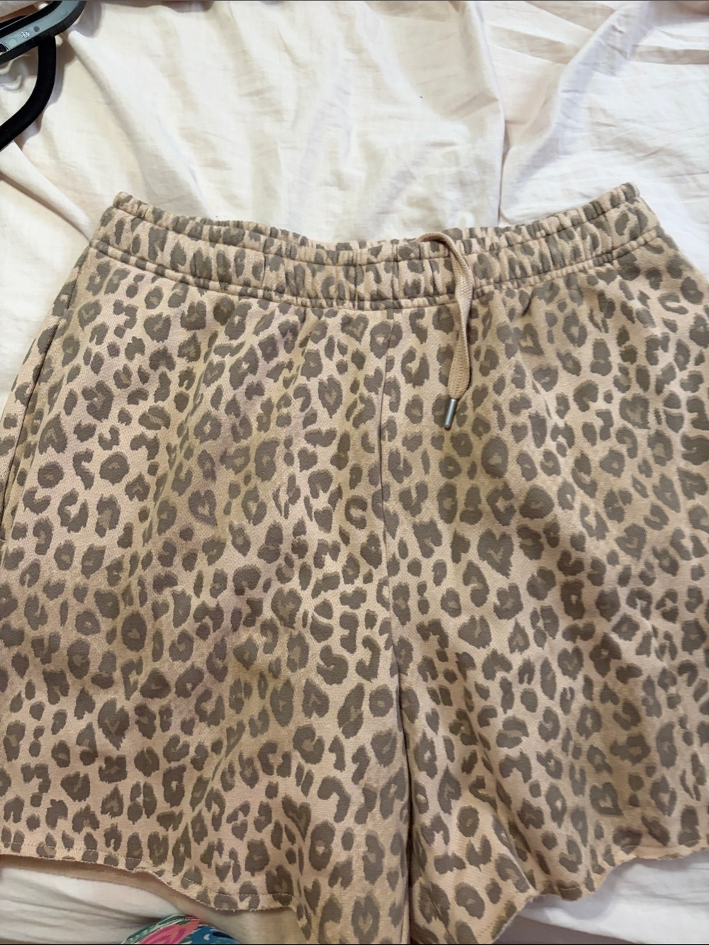 PINK Victoria's Secret Beige Leopard Print Fleece Shorts